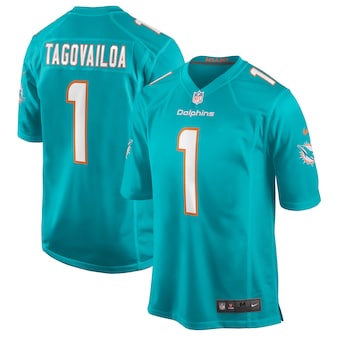 mens nike tua tagovailoa aqua miami dolphins game jersey